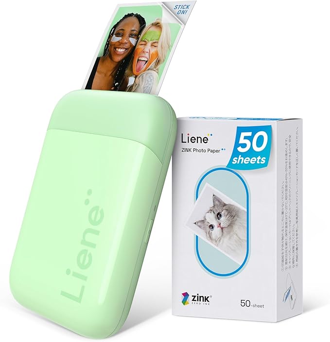 Liene Pearl K100 Photo Printer, 2x3” Mini Portable Instant Phone Printer 50 Zink Adhesive Paper, Bluetooth 5.2 Compatible w/iOS & Android, Small Color Picture Printer for iPhone Smartphone Green