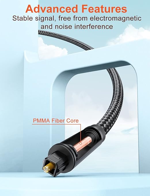 VANAUX Optical Extension Cable Digital Toslink Male to Female S/PDIF Cords Compatible with Home Theater, Sound Bar, TV, PS4, Xbox, PlayStation & More - Black (10ft/3m)