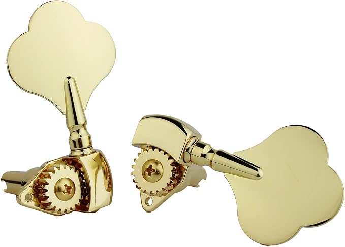 Guyker Open Frame Electric Bass Machine Head (2R + 2L) - 1:20 Ratio Gear Tuners Tuning Key Pegs - golden