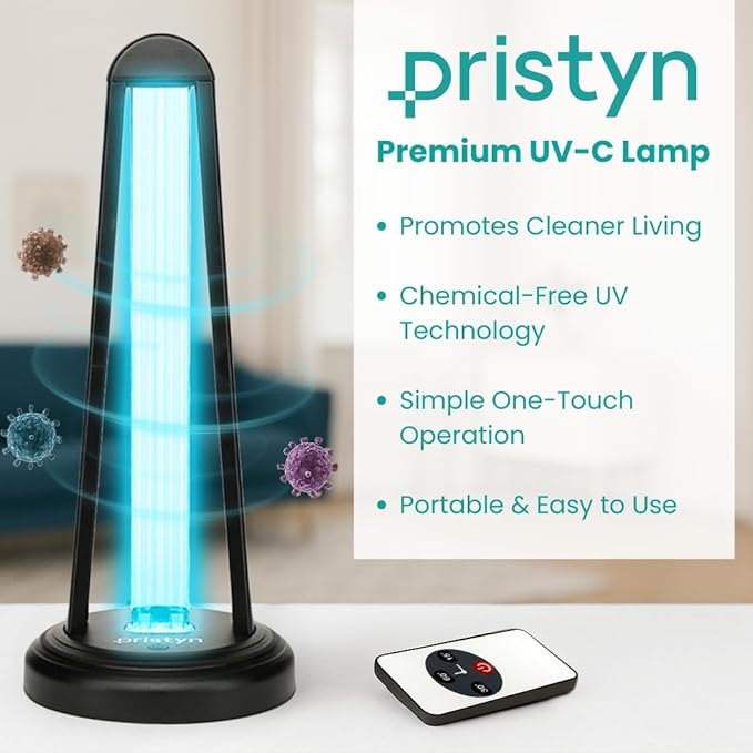 AirShield+ UV Light Sanitizer for Whole Room, UVC Lamp with Remote Control, 3 Timer Settings & Auto Safety Shutoff, Spare Bulb Included, Portable Ultraviolet Light for Home & Office