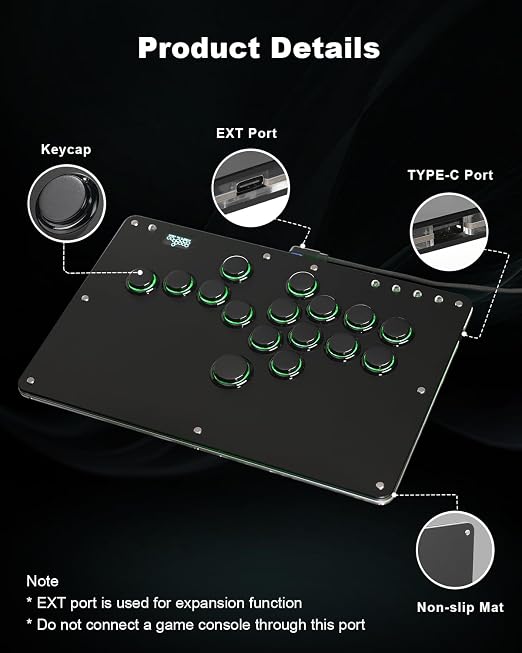 Haute42 Leverless Controller Arcade Stick: Haute42 R16 Black Leverless Controller with Rims,Premium Black Leverless Controller with Crystal Low-Profile Switch for PC/PS4/Switch Game,Support Hot Swap & SOCD