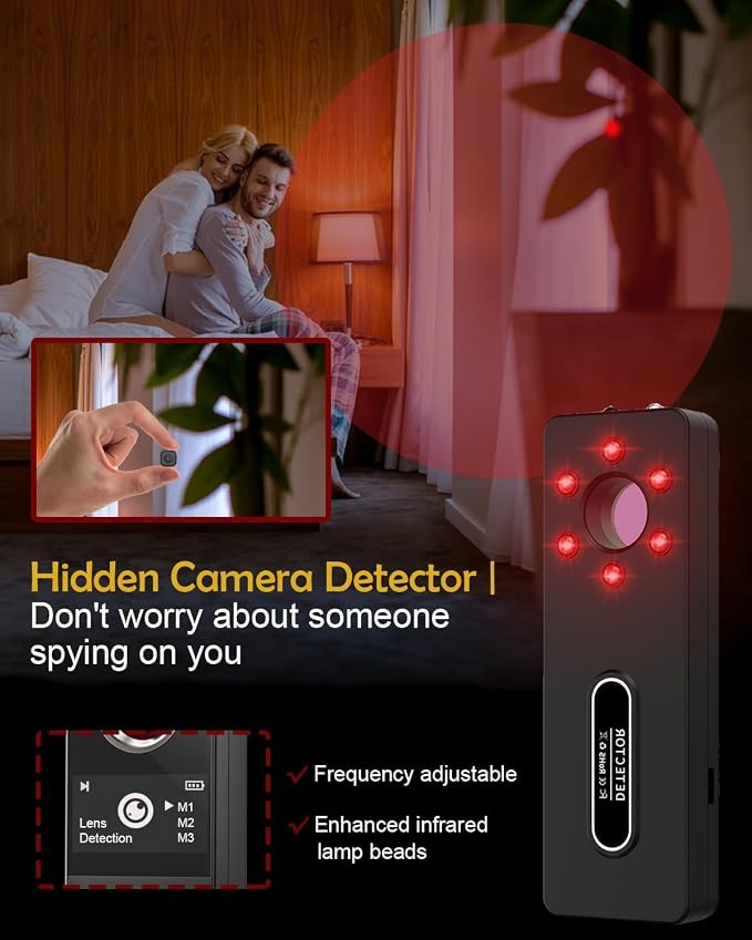 Hidden Camera Detector & Bug Detector - Hidden Devices Detector for Hidden Camera, GPS Tracker, Listening Device & Bug, Privacy Protection Tool for Hotel, Office, Airbnb, Bathroom (Large)