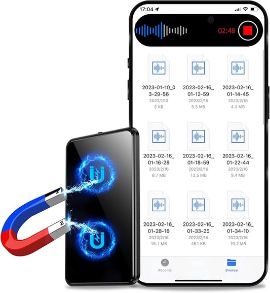 128GB(9200Hour) Voice Recorder, 3072Kbps Voice Activated Recorder,Audio Recorder with Magnetic Function,Recording Device, Digital Voice Recorders with Playback,Ideal for Lectures, Meetings, Interviews