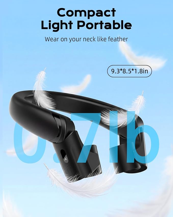 ChillGo 5th Gen Neck Fan with Dual Motor 200% Strong Airflow - 8000mAh Portable Fan, Personal Fan with Adjustable Airvents,Quick Charging,4 Speeds, Cooling Fan for Travel, Summer Gift for Father Women