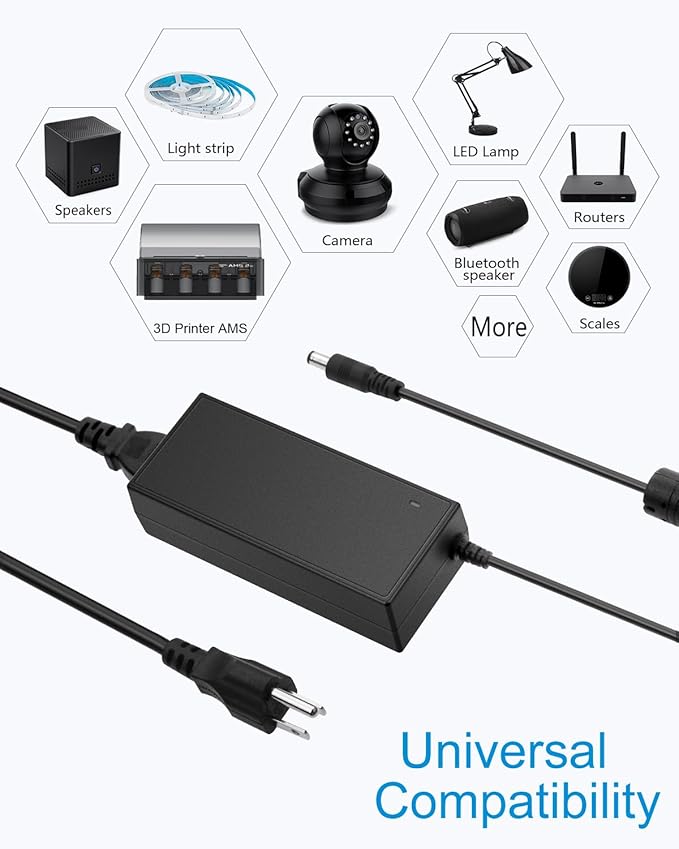 ALITOVE 24V 6A Power Supply Adapter Converter 100-240V AC to DC 24 Volt 144W 6Amp 5A 4A Transformer with 5.5x2.5mm Plug for AMS-2-Pro LED Strip Light CCTV Camera Monitor Massage Chair DC Pump