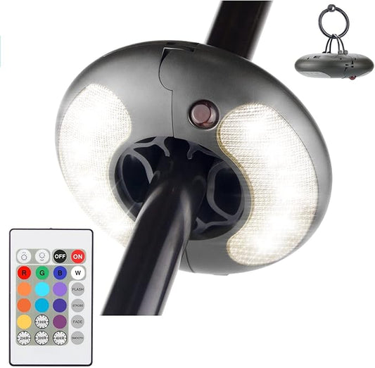 BIGMONAT Battery Operated Hanging Lights Outdoor Patio Umbrella Light with Remote12Colors Changing Camping Tent Light Outside Brightness Dimmable and Timer Setting 120Lumens
