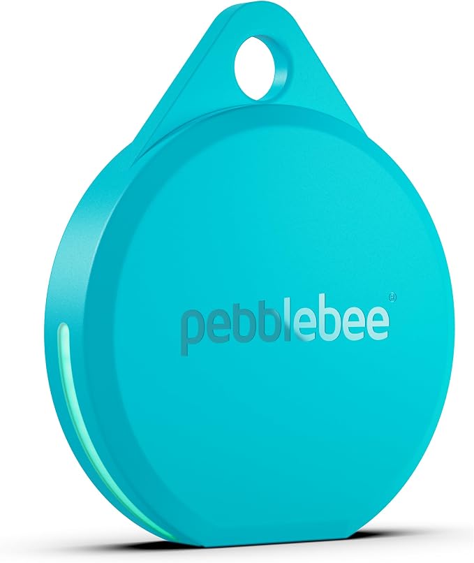Pebblebee Clip 5 | Rechargeable Bluetooth Tracker Tag for Keys | Alternative to Air Tag & Android Trackers | 130 dB Siren, Bright LED Strobe, 12-Month Battery, Alert Safety Mode | Tidal Cyan