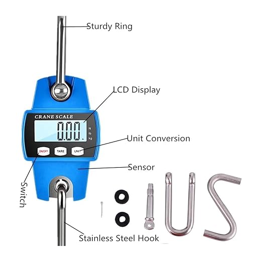 Hanging Scale, 300kg/50G Crane Scales Hook Scale Home Electronic Balance Industrial Loop Weight Heavy Duty Digital Hanging Kitchen Tool for Gym,Hunting,Travelling(Black)