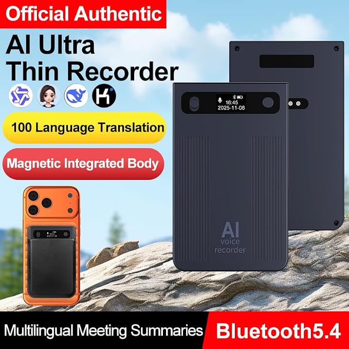AI Voice Recorder, Transcribe & Summarize with AI, App Control, Supports 120+ Languages for Lectures, 64GB Memory, Audio Recorder for Lectures, Meetings, Calls,Blue