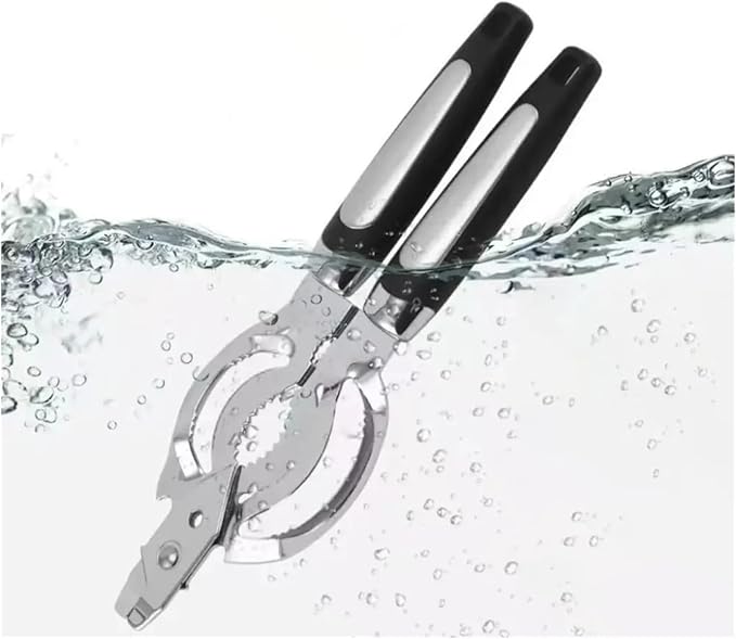 Stainless Steel Can Opener Adjustable Jar Lid Gripper Labor-Saving Multifunctional Bottle Opening Tool Picnic(Black)