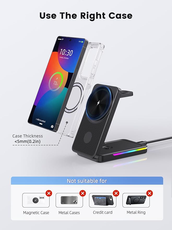 Magnetic Wireless Charger for Samsung Galaxy S26 Ultra, 3 in 1 Wireless Charging Station for Samsung Watch 8, Travel Foldable Charger Stand for Android S25 Ultra/Z Fold/Z Flip 7, Buds 4 Pro