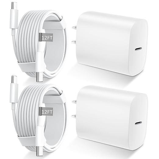 Phone 17 16 15 Charger Fast Charging Type C Chargers USB C Fast Charger Block & Phones 17 Charger Cord 12FT Long USB C Charging Cable for i.Phone 17/17 Pro/17 Pro Max/Air/Phone 16 15 Pro Max,White