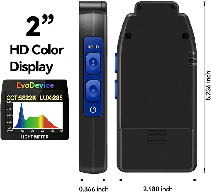 E130 Light Meter – Accurate Lux & Color Temperature (CCT) for Any Light Source, 99-Point Light Mapping, Hold Freeze, Spectrum Mode Accurate for 420/450nm White LEDs