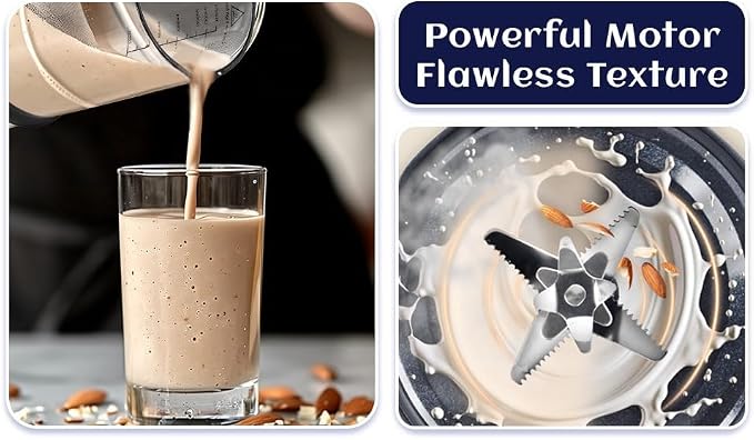 Blac Panther 16-in-1 Blender & Nut Milk Maker, 50oz – Soy/Oat Milk, Plant-Based Milk, Milkshake, Soup Maker. 8 High-Speed Blades, Ultra-Quiet Noise Canceling, Auto Timer, Heat Insulation.