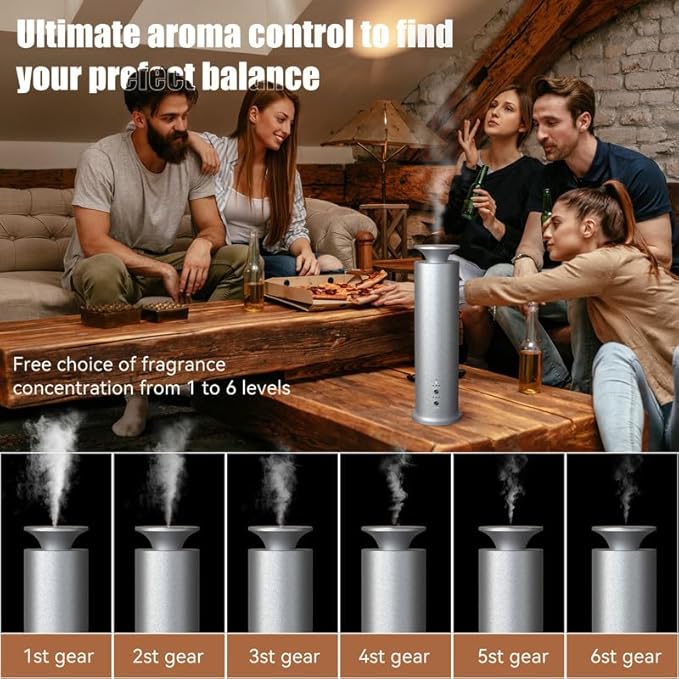 Waterless Diffuser Machine Scent Air Machine Covers 1800 Sq Ft for Home Diffusers Essential Oil Diffusers Studio Scent Diffuser Large Room Fragrance App Remote Control Capacity 3.5 Oz Carbon Black