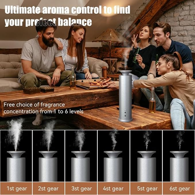 Waterless Diffuser Machine Scent Air Machine Covers 1800 Sq Ft for Home Diffusers Essential Oil Diffusers Studio Scent Diffuser Large Room Fragrance App Remote Control Capacity 3.5 Oz Secret Silver