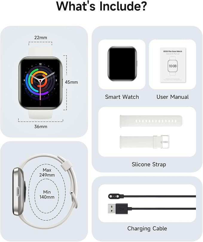 Woneligo Smart Watch for Women, Answer/Make Calls, Alexa Built-in, 1.85" Touch Screen Fitness Tracker for Android & iPhone, Heart Rate/Sleep/SpO2 Monitor Smartwatch, Waterproof (White)