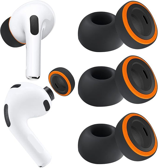 KASOTT 2025 Upgraded for AirPods Pro 3 Memory Foam&Silicone Hybrid Ear Tips, Ultimate Comfort, Anti-Slip Eartips, Superior Noise Isolation, Fits in The Charging Case, 3 Pairs (Black, Medium)