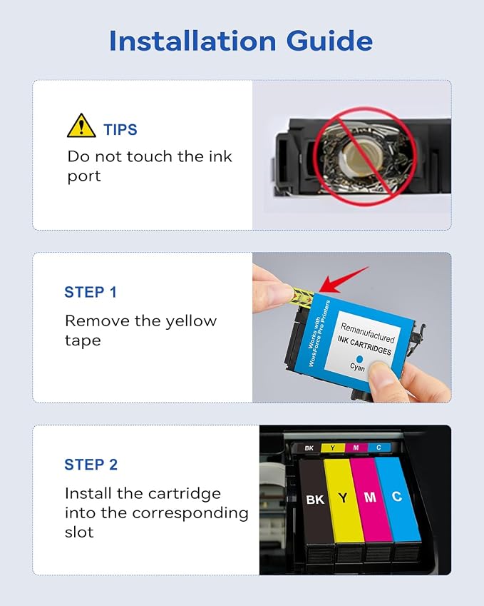 Latest Chip Remanufactured Ink Cartridges Replacement for Epson 822XL 822 XL Ink Cartridges Combo Pack High Capacity Ink Works with WorkForce Pro WF-3820, WF-3823, WF-4820, WF-4830, WF-4833 (5-Pack）