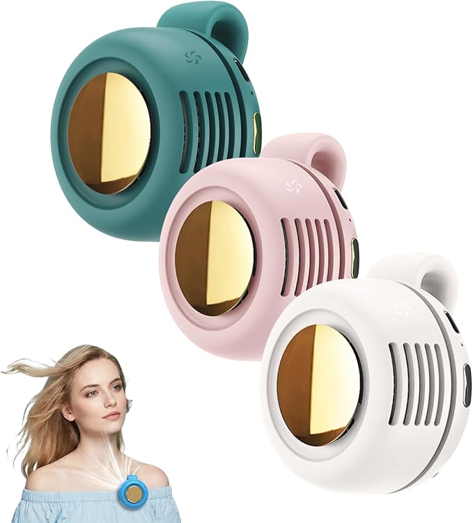 3 PACK Clip on Fan Portable, 360° Rotatable Mini Clip Fan for Shirt Waist, 3-Speed Adjustable Small Whirlwind Fan for Outdoor Travel Office, USB Rechargeable Personal Cooling Fan (Mixed color)