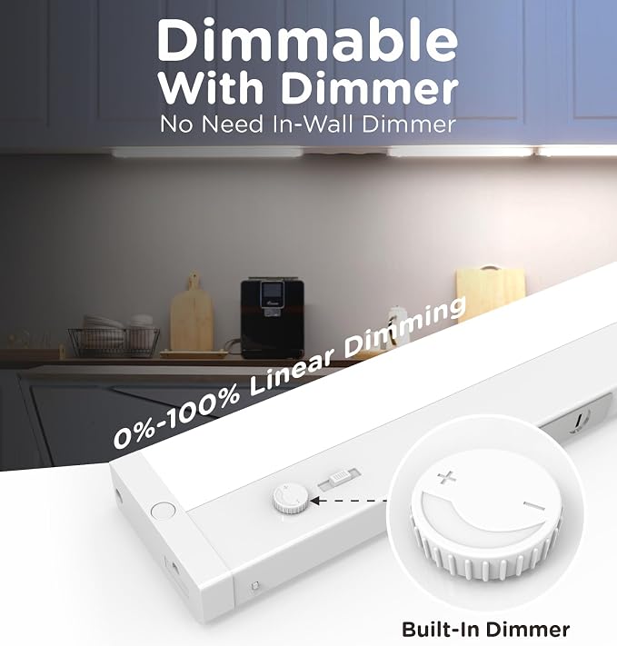 LED Under Cabinet Lighting Hardwired Or Plug in,18 Inch11W 1100LM Super Bright,Dimmable With Dimmer,120V 5CCT 2700/3000/3500/4000/5000K, Linkable Cabinet Light,Under Counter Lights for Kitchen