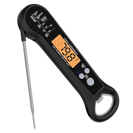 Instant Read Meat Thermometer for Grill and BBQ, Fast Accuracy Digital Food Thermometer with Backlight&Waterproof for Cooking,Baking,Fish,Liquids,Lamb,Chicken