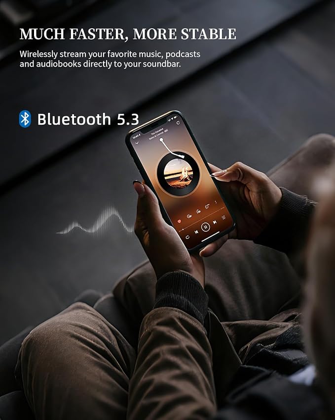 Sound Bar – 50W, Sound Bar for Smart TV, Sound Bar with Bluetooth 5.0, Optical/AUX Connectivity, Remote Control, Wall-Mountable Home Theater Audio, Compatible with TV, PC, and Phone