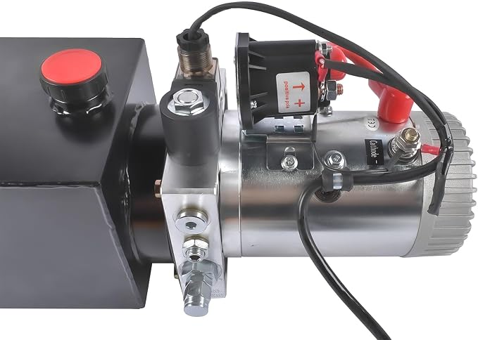 4 Quart Hydraulic Power Unit 1.6kW Power, 12V DC Single Acting Hydraulic Pump, 3200 PSI Max Pressure, for Dump Trailers, Car Lifts, DIY Hydraulic Systems, Steel (GC01) & Aluminium Alloy