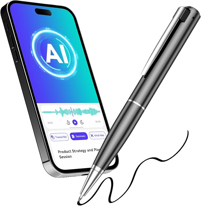 AI Voice Recorder, Note Ai Voice Recorder Transcription Summary & Mind Map, Ai Note Taking Device Supports 150 Languages, App Control