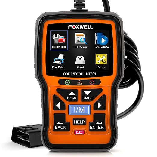 FOXWELL NT301 OBD2 Scanner Live Data Professional Mechanic OBDII Diagnostic Code Reader Tool for Check Engine Light & FOXWELL BT630 600A Smart Battery Monitor with Shunt