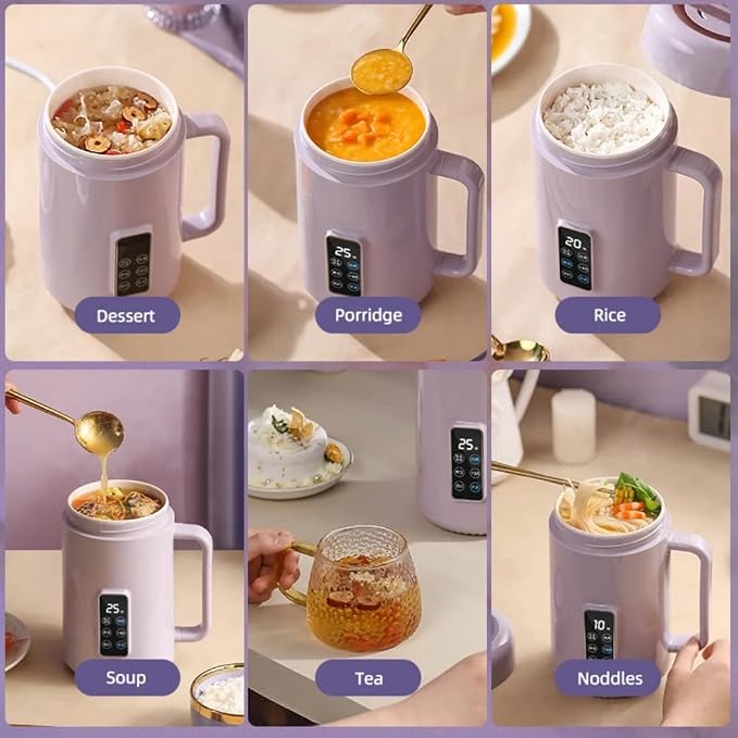 Electric Stew Pot Kettle Slow Cooker 1l Large Capacity Multi-functional Rice Cooker Portable Electric Kettle for Travel Dormitory 500W Food Steamer Noodles Pasta Heater Hotpot