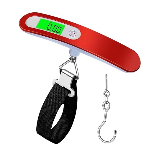 Luggage Weight Scale, Digital Luggage Scale Hand Luggage Electronic Scale Portable Electronic Scale for Travelers Handheld Scale 110 Lbs,for Travel(Red)