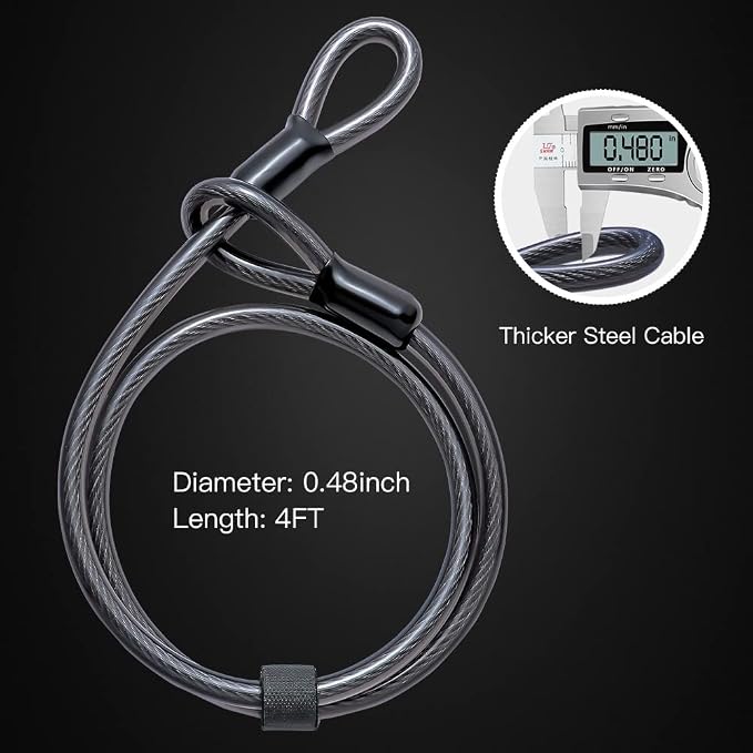 Bike U Lock Heavy Duty Bike Lock Bicycle U Lock, 16mm Shackle and 4ft/6ft Length Security Cable with Sturdy Mounting Bracket for Bicycle, Motorcycle and More