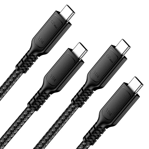 2 Pack USB 4 Cable Compatible with Thunderbolt 4 Cable 40Gbps High Speed USB C Cable Supports 240W Fast Charing and 8K@60Hz Display for Thunderbolt 3 MacBook, iPad, 3.3FT