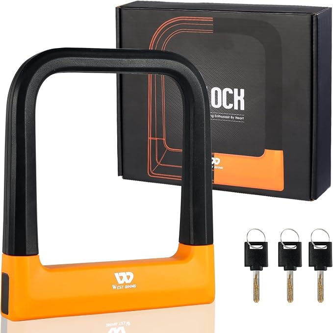 Anti Theft Heavy Duty Bicycle U Lock with 3 Keys, 18.76mm, Black, 5.32 in Width Inside Dimension