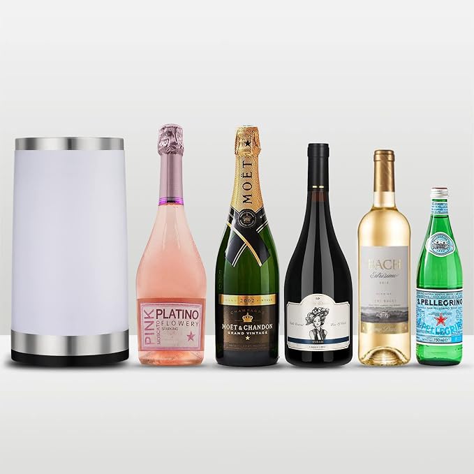Wine Chiller with Rechargeable RGB Touch Lamp| Wine Bottle Cooler Bucket| Double Walled Insulator with 2 Ice Pack for 750ml Champagne| Perfect Wine Gifts| Wine Accessories for Party/Dinner