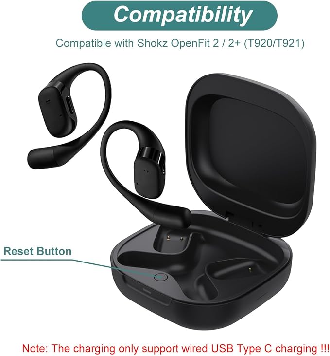 Charging Case for Shokz OpenFit 2/OpenFit 2+ Earbuds (500mAh) | Replacement Charger Case Cover for Shokz OpenFit 2/2+ T920 T921 Open Ear Headphones