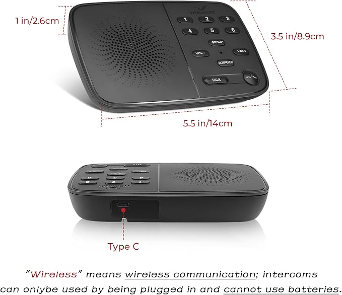 Hosmart Intercoms Wireless for Home UltraSpeak, 2025 Full Duplex Wireless Intercom System for Business, Room to Room Intercom Two Way Real-time Intercom with 1300 Feet Range (3 Stations)