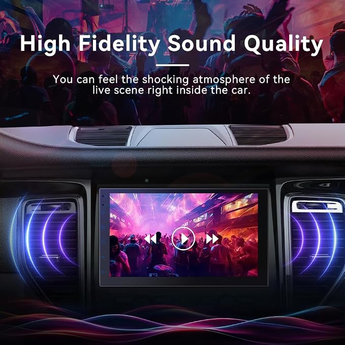 Haudio Double Din Car Stereo Radio with 7 inch HD Touchscreen, Wireless Apple Carplay & Android Auto, Bluetooth, SWC, Mirror Link, AUX,FM Car Radio Receiver(No backup reversing camera)|for All Vehicle
