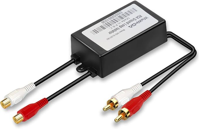RCA Noise Filter Hum Eliminator Ground Loop Isolator (No Affect Bass) Quality Isolator for HiFi Stereo Home Theater Car Audio Player (Black)