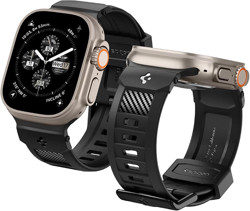 Spigen Rugged Band Designed for Apple Watch Band Compatible with Ultra 3/2/1 49mm, Series 11/10 46mm, 9/8/7 45mm, SE2/SE/6/5/4 44mm, 3/2/1 42mm