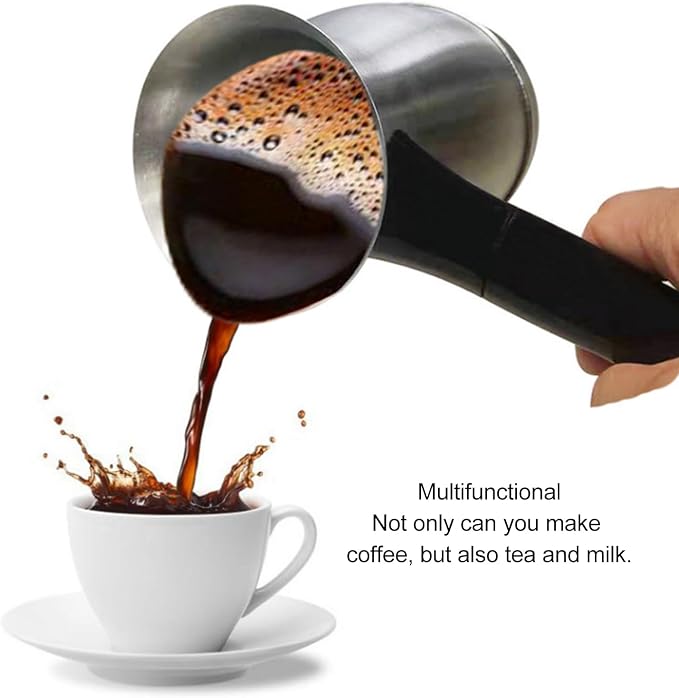 banapoy Electric Turkish Coffee Maker Machine, Stainless Steel Greek Turkish Coffee Pot with Anti Scald Handle, Heating Tea Maker Kettle for Arabic Tea Milk, banapoymf7p5tekia