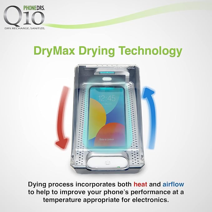 Q10 UV-C Cell Phone Sanitizer with Dryer and Qi Wireless Charging | Cleans, Dries and Charges All Phones