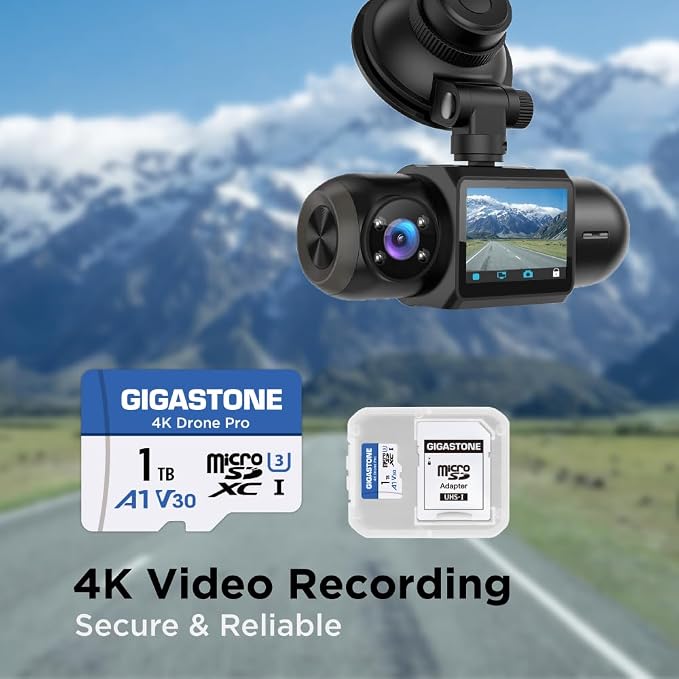 【Designed for Drone】 GIGASTONE 1TB Micro SD Card, 4K Drone Pro, MicroSDXC Memory Card for Security Camera, DJI Drone or Action Camera, 4K Video Recording, UHS-I U3 A1 V30, 150MB/s, with Adapter.