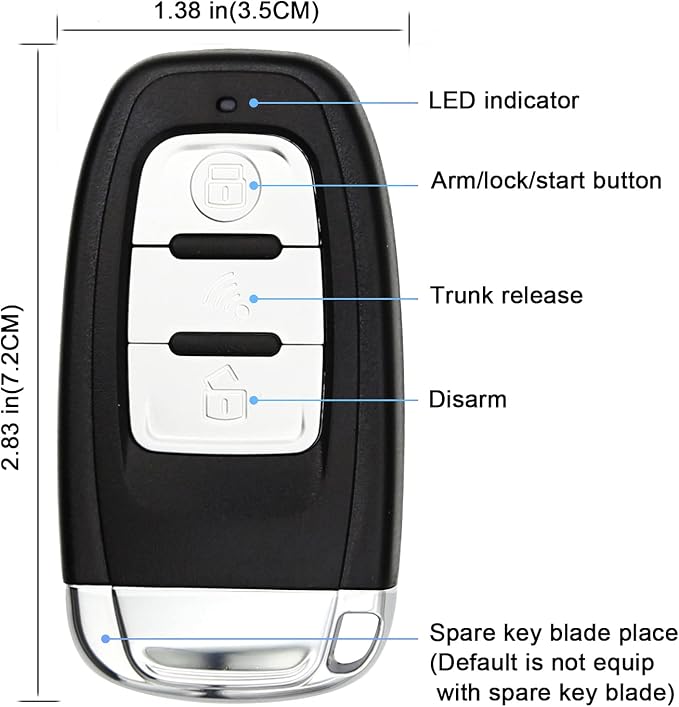 Passive Keyless Entry Car Alarm System PKE Engine Starter Push Button Vehicles Start/Stop Kit Safe Lock with 2 Smart Key (Upgrade)
