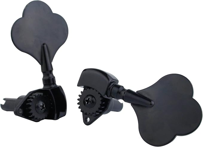 Guyker Open Frame Electric Bass Machine Head (3R + 2L) - 1:20 Ratio Gear Tuners Tuning Key Pegs - black