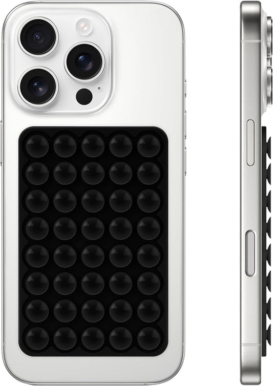 Silicone Suction Phone Case Mount, Non Slip Suction Cup Phone Mount, Phone Accessories Holder for Selfies and Videos, Silicon Adhesive Phone Stand Sticky for Cell Phone Black