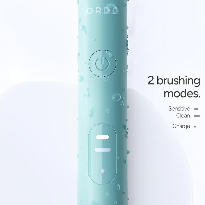 ORDO Lite Sonic Toothbrush, Electric Toothbrushes with 35,000 Pulses Per Min, Dual Modes, Over 5 Weeks Battery, Smart Timer, Waterproof, USB C, Sage