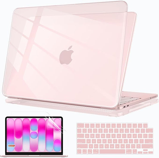 B BELK for MacBook Neo Case 13 inch 2026 (A18 Pro, Model A3404), Slim Protective Laptop Hard Shell Case with Keyboard Cover & Screen Protector, 1:1 Precision Fit & Anti-Yellowing, Crystal Blush