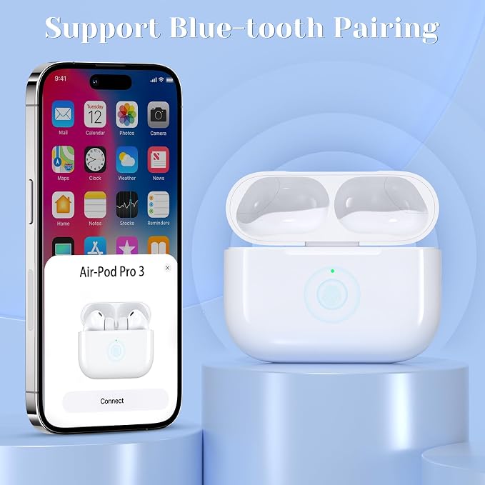 JKV Wireless Charging Replacement for AirPod Pro 3 Charging Case with USB-C Port, Only Compatible with Air Pods Pro 3rd Charging Case with Bluetooth Touch Sensing, no Airpod